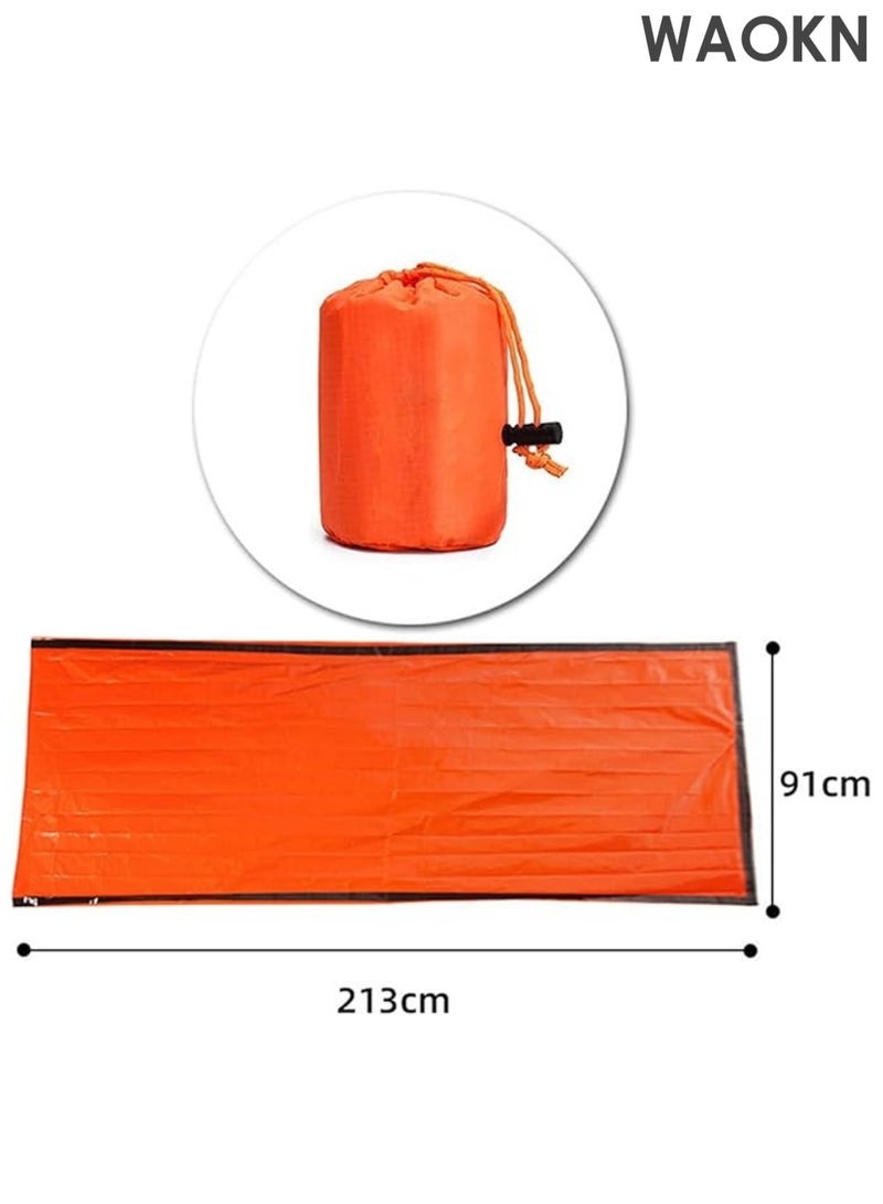WAOKN Emergency Survival Sleeping Bag, Thermal Bivy Sack Blanket, Waterproof Lightweight, Mylar Portable Nylon Sack for Camping Hiking Outdoor Adventure Activities（Orange） - Image 3