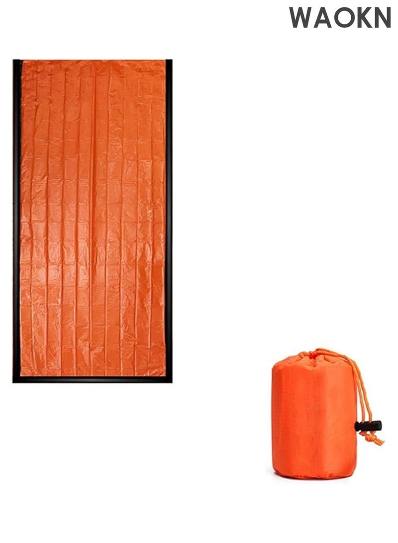 WAOKN Emergency Survival Sleeping Bag, Thermal Bivy Sack Blanket, Waterproof Lightweight, Mylar Portable Nylon Sack for Camping Hiking Outdoor Adventure Activities（Orange） - Image 4