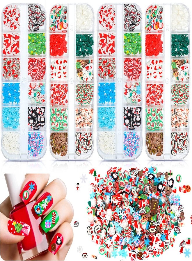 Leelosp 4 Boxes Christmas Glitter Nail Sequins Christmas Glitter for Resin Tumblers 3D Santa Claus Snowflake Elk Decals for Acrylic Nails for DIY Craft Christmas Winter Nail Decorations - Image 1