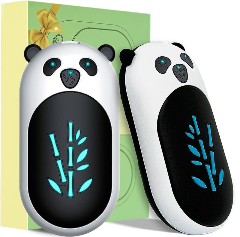 BOANKODU Hand Warmers Rechargeable 2 Pack,6000mAh Cute Panda Shaped Electric Hand Warmer,20Hrs Long Heating Reusable Hand Warmer,Portable Pocket USB Heater for Christmas,Outdoor,Hunting(Black/White) - Image 1