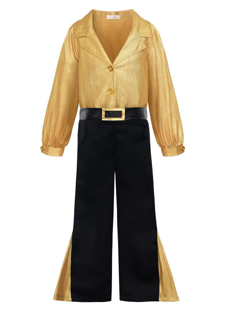 ReliBeauty Kids 70s Boys Disco Costume 150