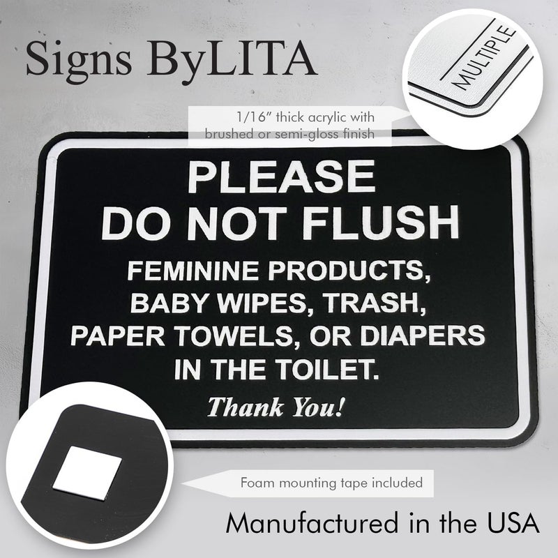 All Quality Classic Framed Please Do Not Flush Thank You Bathroom Etiquette Sign - 5" x 7" (Brushed Silver) 10 Pack - Image 3