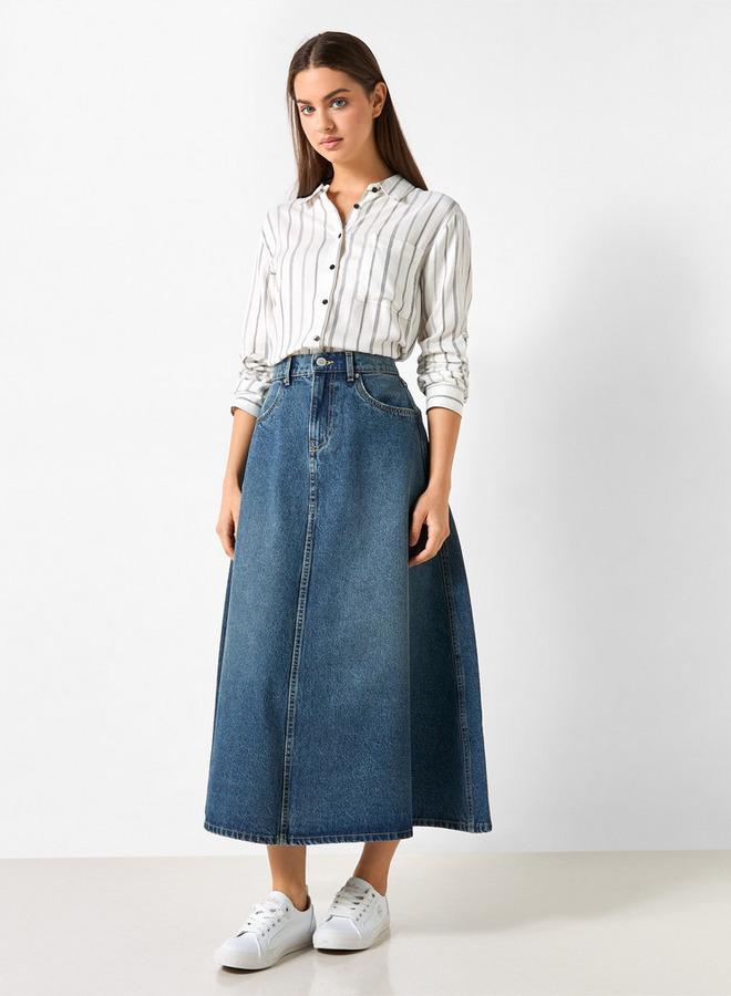 لي كوبر قميص مخطط بقصة مريحة بأكمام طويلة - Image 2