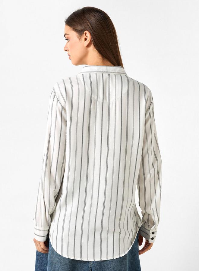 لي كوبر قميص مخطط بقصة مريحة بأكمام طويلة - Image 3