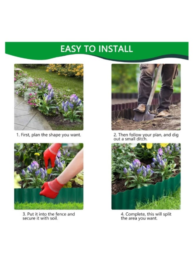 GREENLAWN Plastic Garden Lawn Edging, Flexible Green Garden Grass Lawn Path Edging, Durable Edge Border Fence Palisade Decorative Flower Bed for Yard Patio Pathway Balcony Planting (15cm x 9m) - Image 4