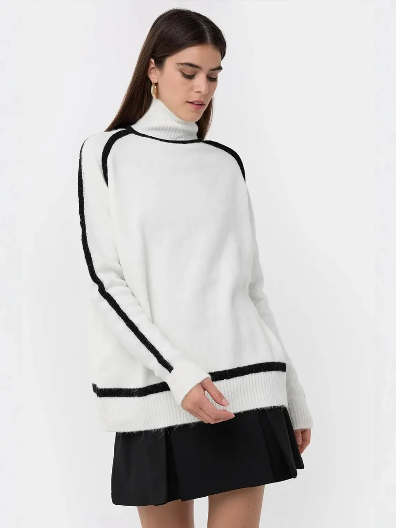 HICCUP Oversized Knit Sweater with Contrast Detail