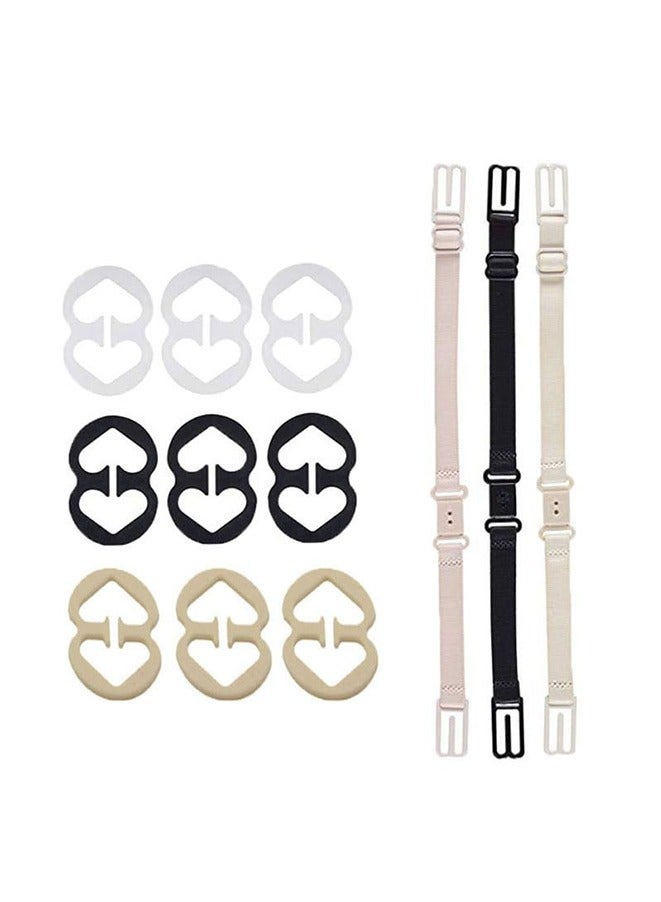 3 Pieces Non-slip Bra Straps Elastic Adjustable Bra Strap Holder with 9 Pieces Bra Clips - Image 1