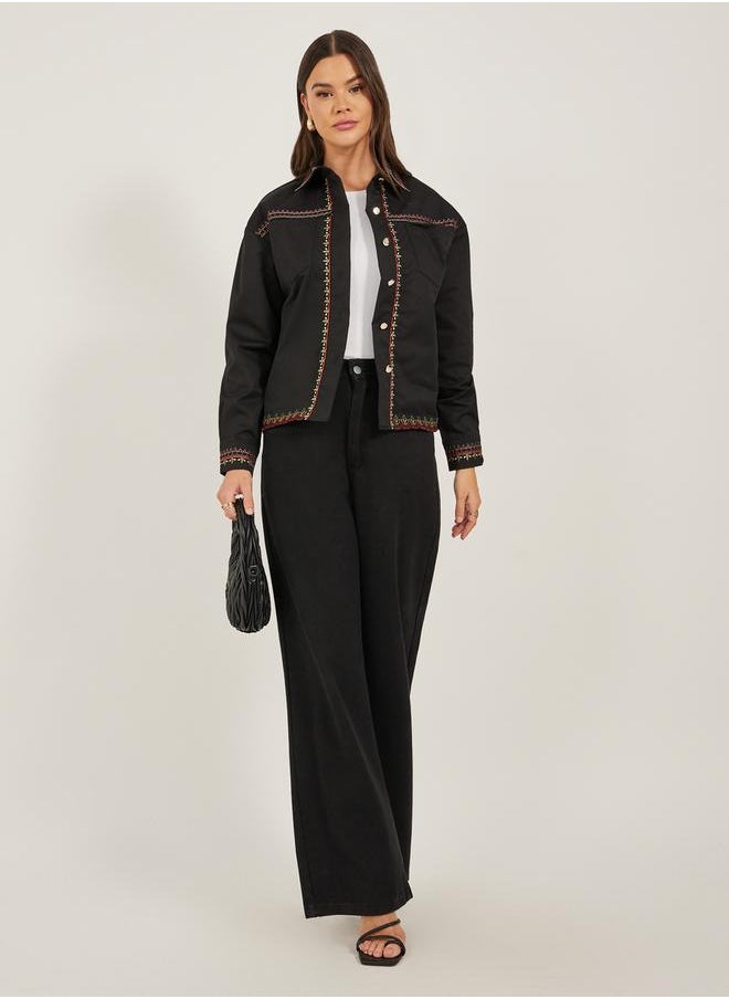 Styli - REGULAR LENGTH REGULAR FIT EMBROIDERED TWILL JACKET 60 CM - Image 1