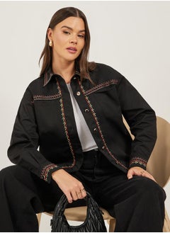 REGULAR LENGTH REGULAR FIT EMBROIDERED TWILL JACKET 60 CM