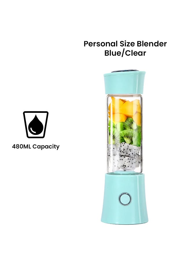 USB Rechargeable Blender And Portable Juicer Cup 480 ml H7789BL Blue/Clear - Image 2