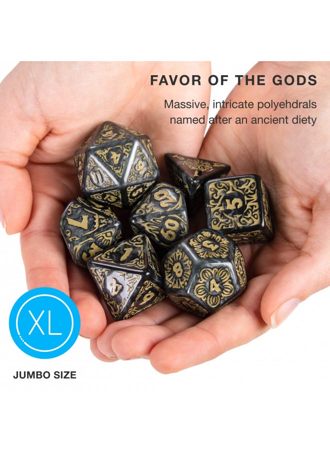 Wiz Dice Wiz Dice Titan 25mm Dice - Large Polyhedral Dice Set for Various Role Playing Dice Games - Nyx 7 Cnt -DND Dice Set with a Wooden Dice Box - Includes D4, D6, D8, D10, D10(0), D12 & D20  - Image 2