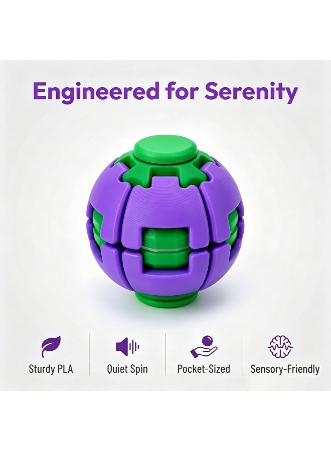 Senbowe 3D Printed Press-to-Spin Ball, 2026 New Fidget, Colorful Sensory Desk Toy for Adults, Shape-Changing Fidget Spinner Toy with Push and Squish Motion, for Office, School, Home & Travel (Purple) - Image 4
