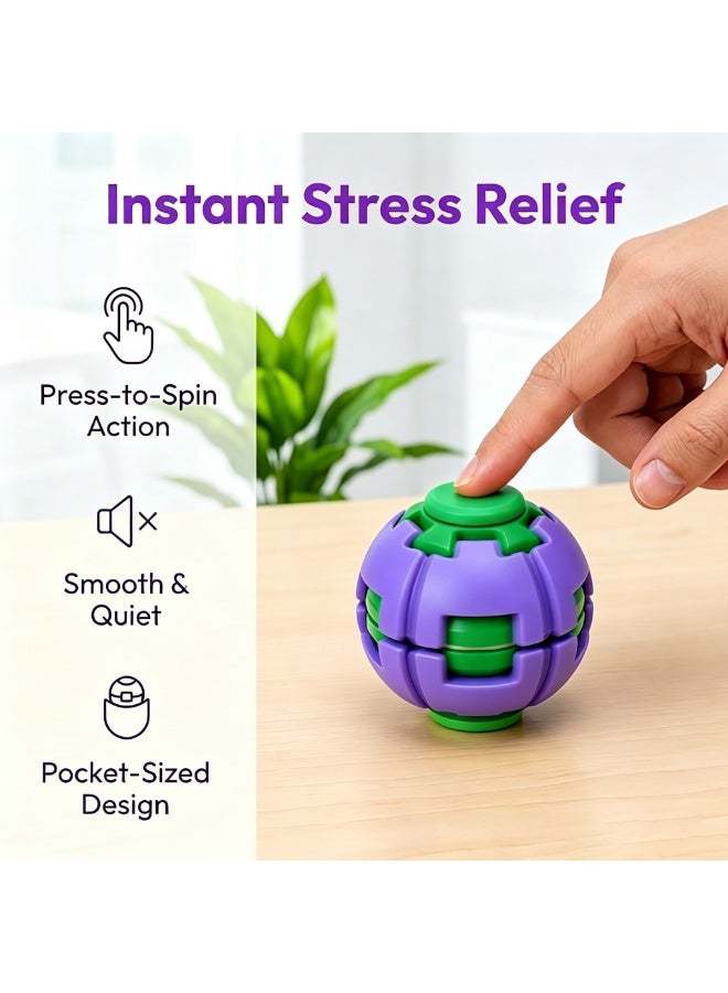 Senbowe 3D Printed Press-to-Spin Ball, 2026 New Fidget, Colorful Sensory Desk Toy for Adults, Shape-Changing Fidget Spinner Toy with Push and Squish Motion, for Office, School, Home & Travel (Purple) - Image 5