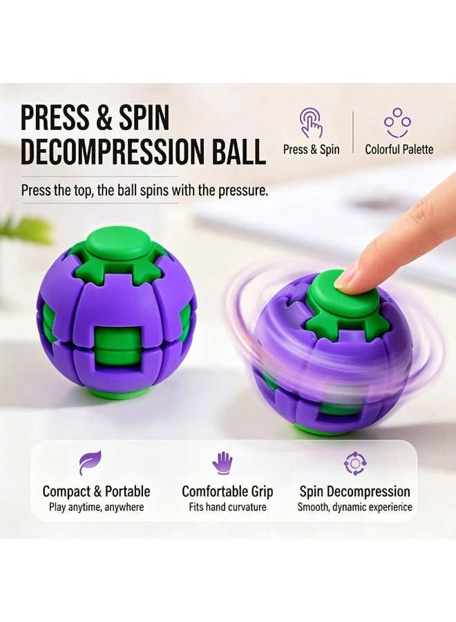 Senbowe 3D Printed Press-to-Spin Ball, 2026 New Fidget, Colorful Sensory Desk Toy for Adults, Shape-Changing Fidget Spinner Toy with Push and Squish Motion, for Office, School, Home & Travel (Purple) - Image 3