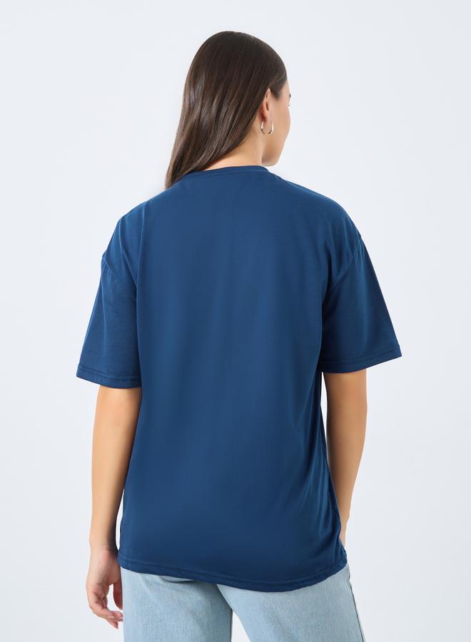 ستايلي تيشيرت فضفاض بطبعة كتابة - Image 4