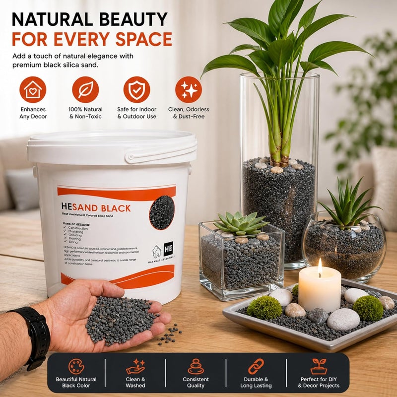 HASANAT ESSENTIALS Multi-Purpose Natural Sand Gravel Ideal for Construction flooring Aquariums Plants DIY Projects 5KG Sand Gravel Bucket Pack (Black Pebbles 5 KG Bucket) - Image 4