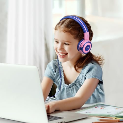 SIMOLIO 2 Pack Headphones for Kids with Mic, 75dB/85dB/94dB Safe Volume Limit, Wired School Headphones for Girls Boys Children Tablet Laptop Travel with Audio Share Function (Mint,Pink) - Image 3