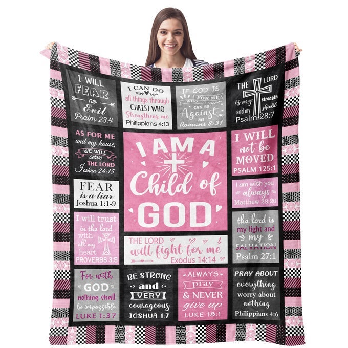 CHRISTIAN GIFTS FOR WOMEN BLANKET 60X50 I AM A CHILD OF GOD BLANKETS INSPIRATIONAL RELIGIOUS BIRTHDAY CATHOLIC SPIRITUAL BAPTISM CONFIRMATION GIFTS FOR GIRLS