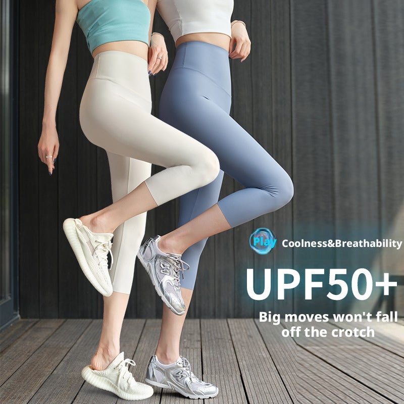 Women's Ice Silk Cool Touch Capri Leggings 10A Antibacterial - Image 1