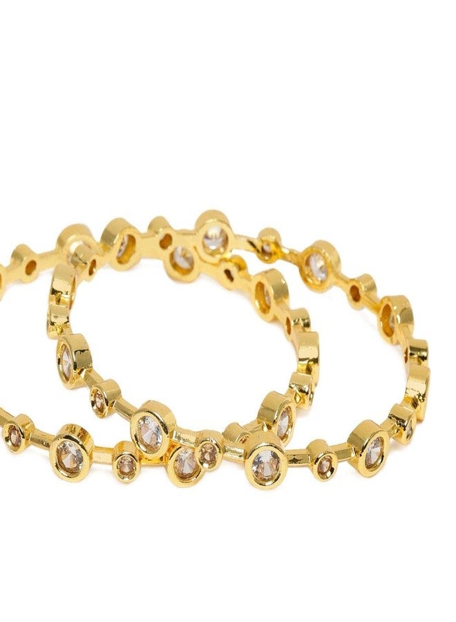 ACCESSHER Set Of 2 Gold-Plated White AD-Studded Handcrafted Bangles For Women & Girls - Image 3