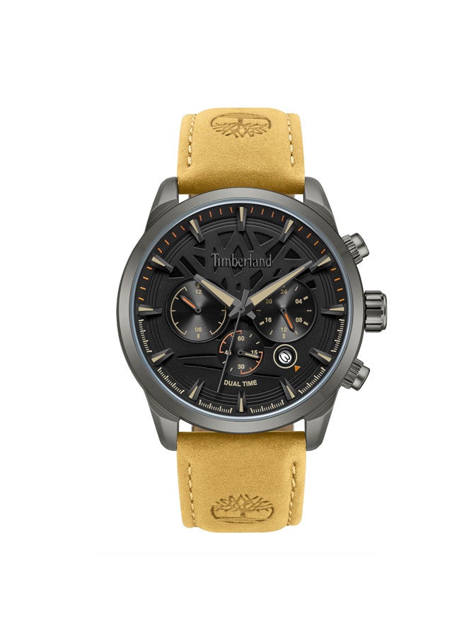 Timberland Men Henniker II Black Dial Leather Strap Multifunction Watch for Men, 44mm - Image 1