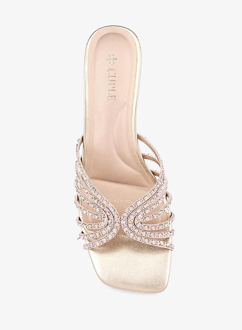 Cuple Gold Women Flat Slide Sandals for Women | Best Price UAE