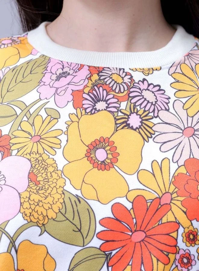 Freehand  Women Relaxed Fit Floral Printed Crew Neck Long Sleeve Crewneck Sweatshirt for Women | Best Price UAE
