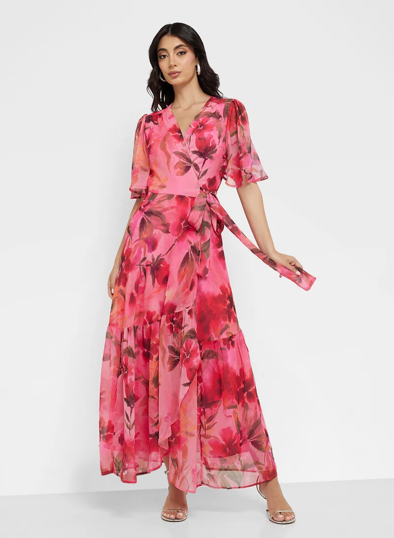 Hope & Ivy Floral Chiffon Maxi Dress