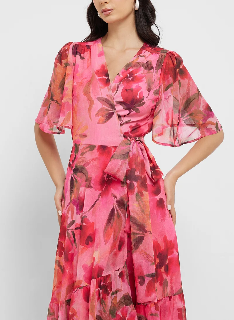 Hope & Ivy Floral Chiffon Maxi Dress