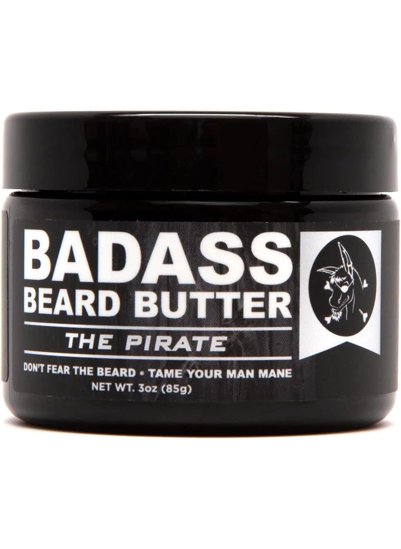 Badass Beard Care - Badass Beard Care Beard Butter For Men - THE PIRATE, 3 oz - Made of Natural Ingrediens for Healthy, Soften and Itchness Free Beard and Mustache - Image 1