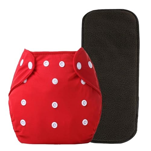 Alya Pocket Button Style Solid Reusable Cloth Diaper All in One Adjustable Washable Diapers Nappies With 1 Insert for Toddlers/New Borns(SMALL;3-12 KGS)(RED, PACK OF 1) - Image 1