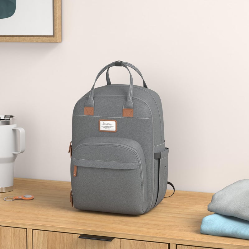 RUVALINO Diaper Bag Backpack, Multifunction Travel Pack Maternity Baby Changing Bags, Large Capacity, Waterproof, Iron Gray - Image 2