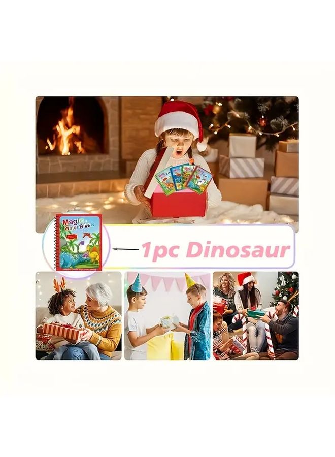Red Dinosaur World Magic Water Book Reusable Doodle Cards With Pens Educational Toy For Kids - Image 1