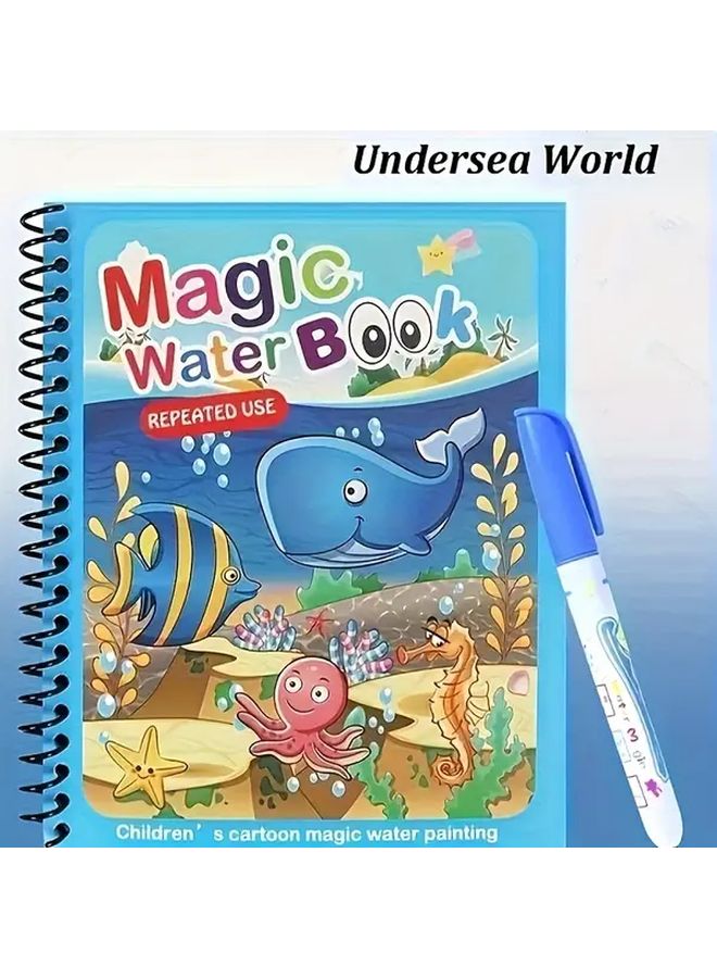 Red Dinosaur World Magic Water Book Reusable Doodle Cards With Pens Educational Toy For Kids - Image 2