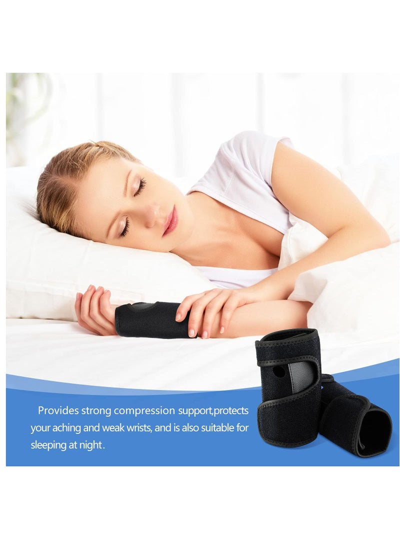 KASTWAVE - 2 Pieces Night Wrist Sleep Support Brace, for Night Wrist Sleep Support Brace Wrist Splint Stabilizer, Help With Carpal Tunnel and Wrist Pain Relief Adjustable, Fitted (Black,Classic Style) - Image 1