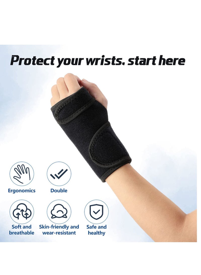 KASTWAVE - 2 Pieces Night Wrist Sleep Support Brace, for Night Wrist Sleep Support Brace Wrist Splint Stabilizer, Help With Carpal Tunnel and Wrist Pain Relief Adjustable, Fitted (Black,Classic Style) - Image 1