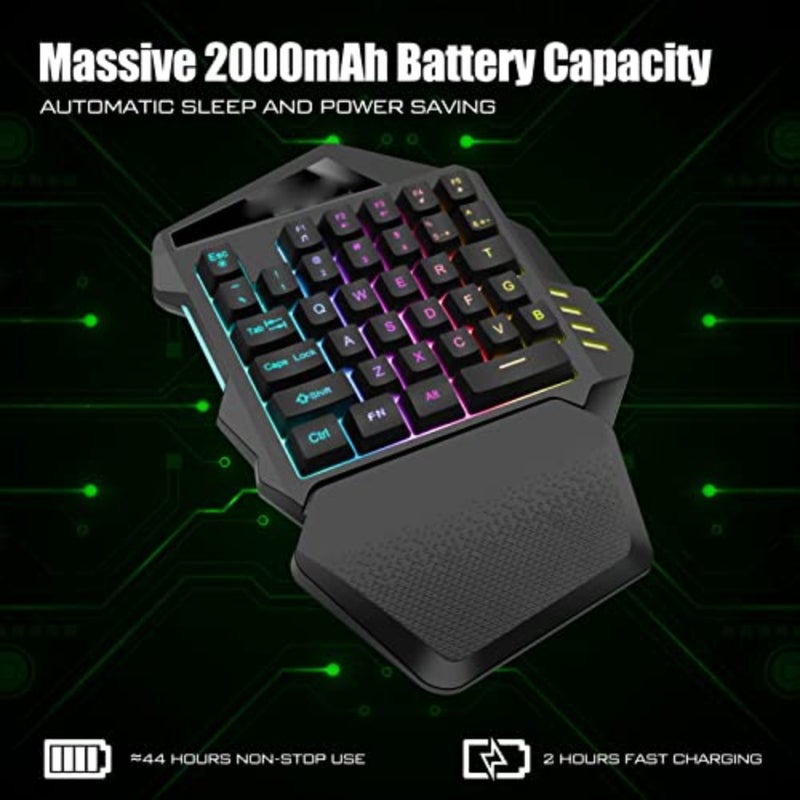 Gaming keypad for desktop use, ABS plastic, black, compact 35-key mechanical design with RGB backlight and built-in 2000mAh rechargeable battery - Image 4