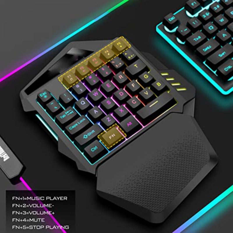 Gaming keypad for desktop use, ABS plastic, black, compact 35-key mechanical design with RGB backlight and built-in 2000mAh rechargeable battery - Image 3