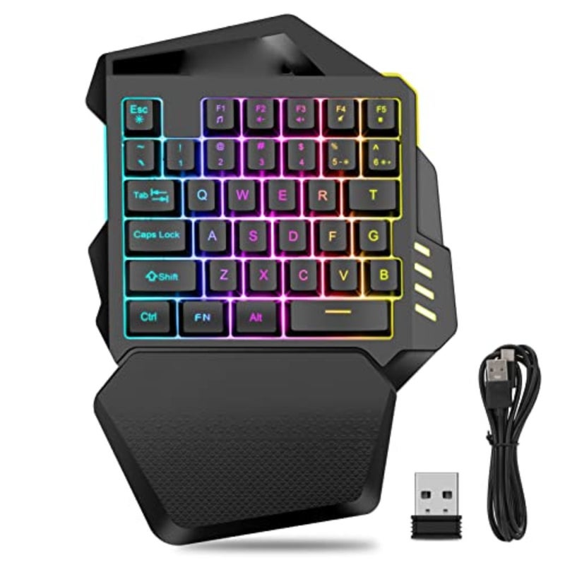 Gaming keypad for desktop use, ABS plastic, black, compact 35-key mechanical design with RGB backlight and built-in 2000mAh rechargeable battery - Image 1