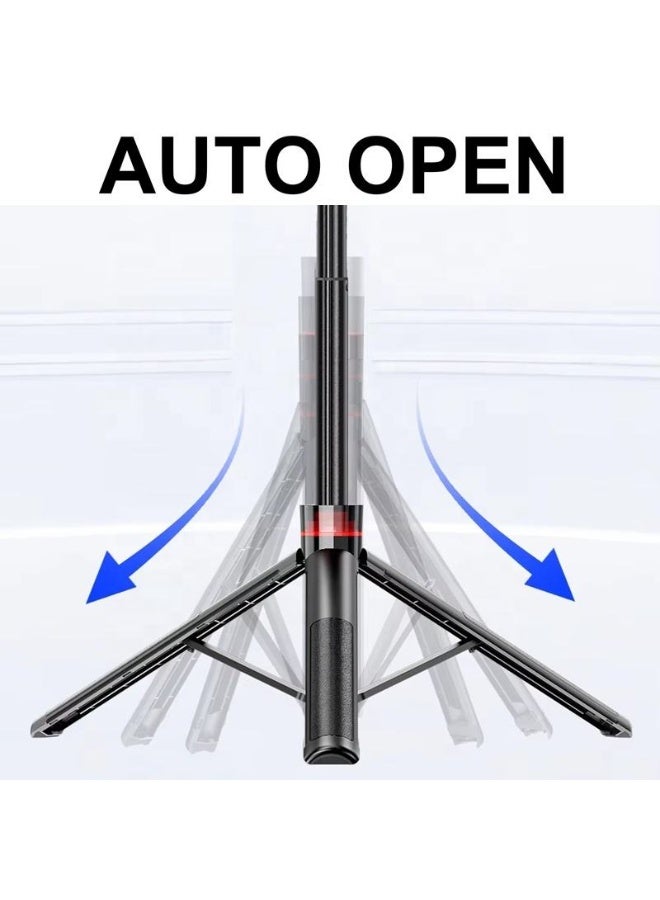 هايداز Auto Pop-Up Selfie Stick Tripod with Bluetooth Remote, 360° Rotatable Phone Holder, Extendable Foldable Stand for iPhone & Android Perfect for Travel, Vlogging & Live Streaming - Image 2