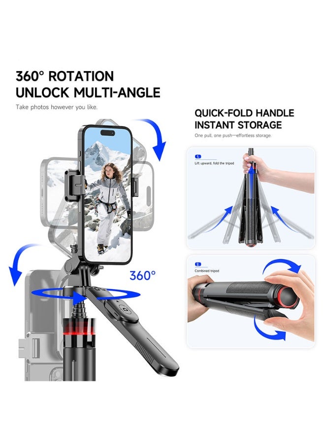 هايداز Auto Pop-Up Selfie Stick Tripod with Bluetooth Remote, 360° Rotatable Phone Holder, Extendable Foldable Stand for iPhone & Android Perfect for Travel, Vlogging & Live Streaming - Image 5