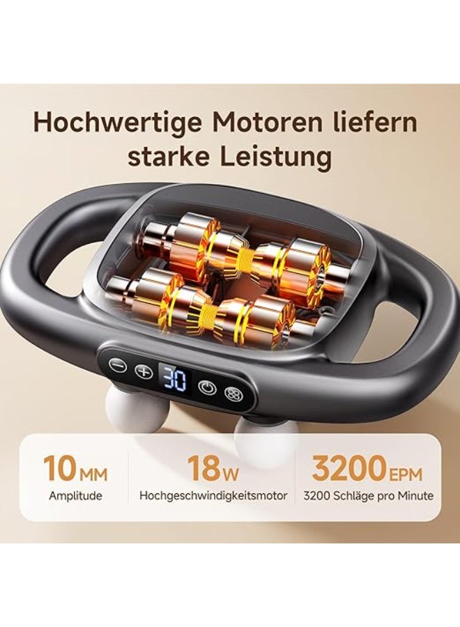 جهاز مساج كهربائي لتخفيف آلام العضلات – 6 رؤوس تبديل، 30 مستوى سرعة و4 أوضاع تشغيل، مسدس مساج للجسم بالكامل - Image 2