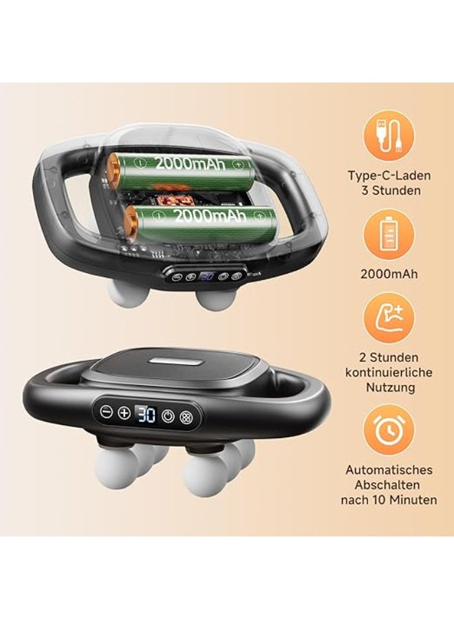 جهاز مساج كهربائي لتخفيف آلام العضلات – 6 رؤوس تبديل، 30 مستوى سرعة و4 أوضاع تشغيل، مسدس مساج للجسم بالكامل - Image 5