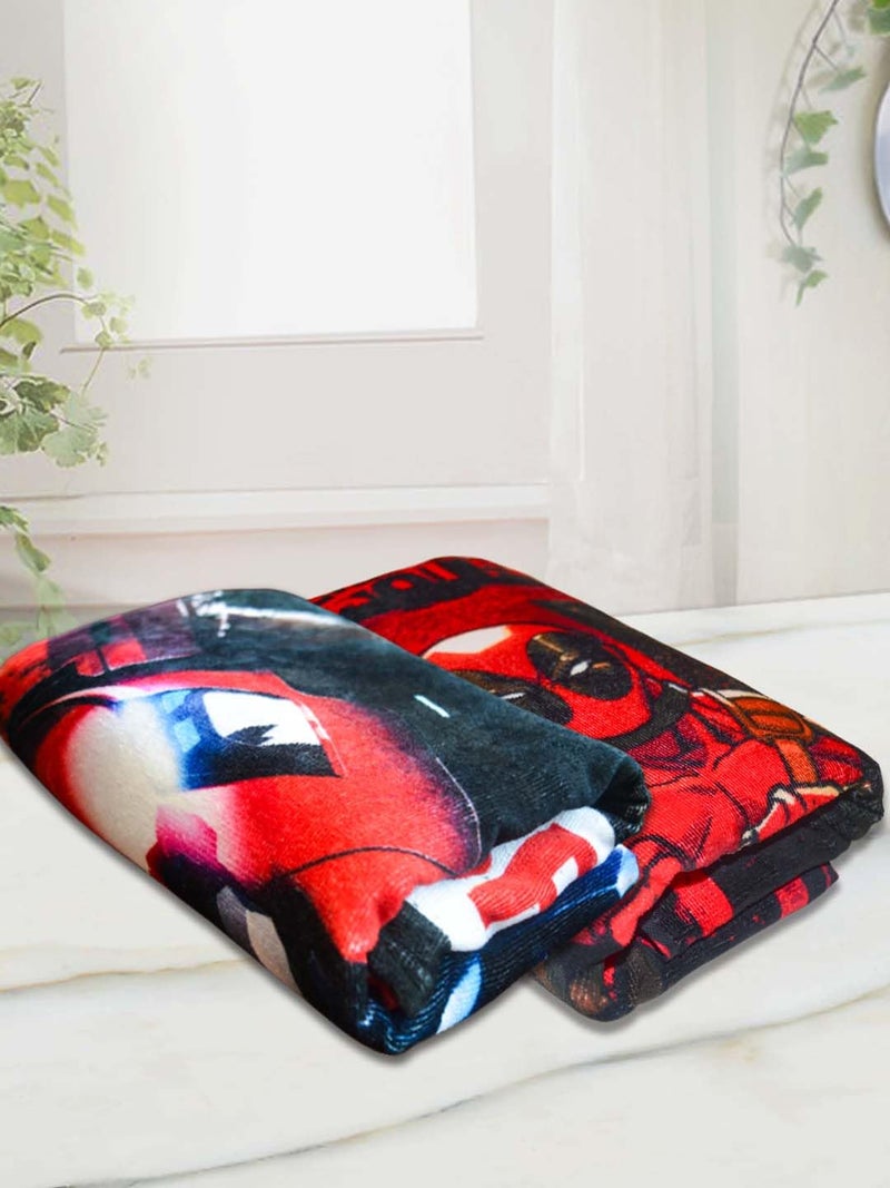 Athom Living Deadpool with Transformer Mixed Themed Kids Bath Towel 60x120cm, 350 GSM, Soft & Absorbent, Multicolor, Perfect for Boys and Girls, Fun & Vibrant Design, Pack of 2 - Image 2