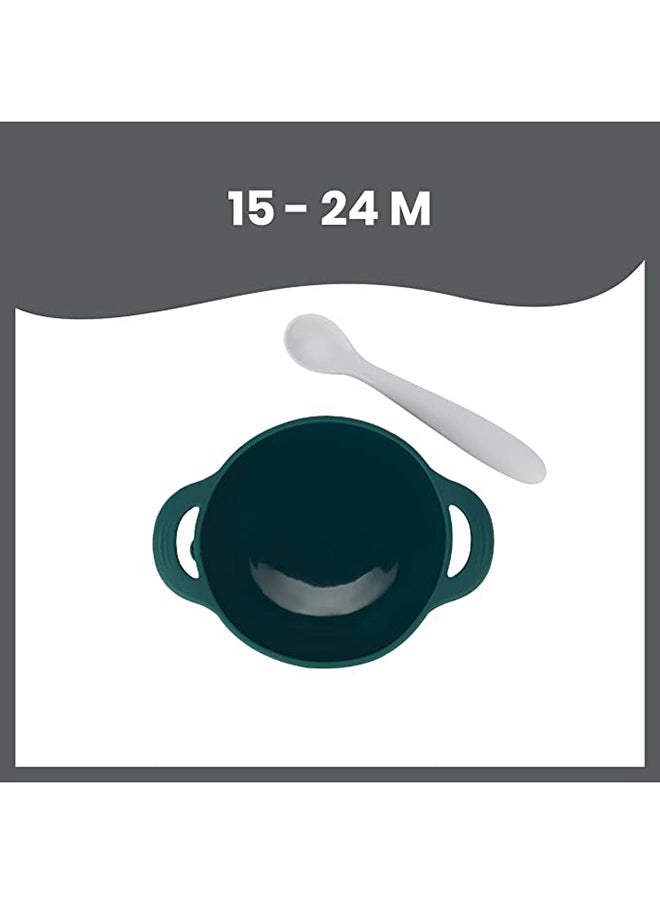 babymoov - 2 - Pieces Silicone Bowl And Spoon Weaning Set In Blue, Soft Silicone Material, Non - Slip Base, Ergonomic Spoon Design , Microwave And Dishwasher Safe , Lightweight And Portable - Image 1
