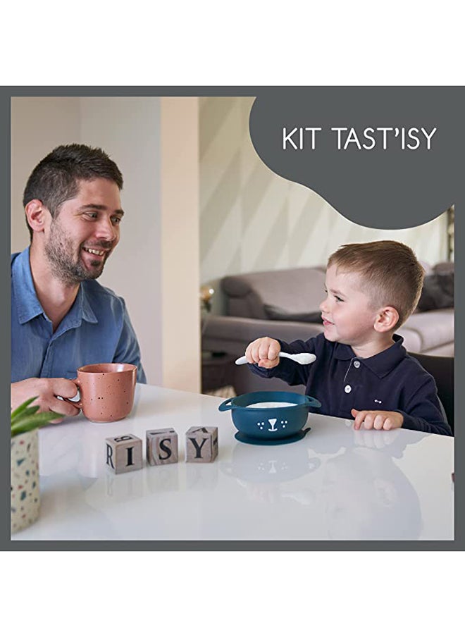 babymoov - 2 - Pieces Silicone Bowl And Spoon Weaning Set In Blue, Soft Silicone Material, Non - Slip Base, Ergonomic Spoon Design , Microwave And Dishwasher Safe , Lightweight And Portable - Image 1