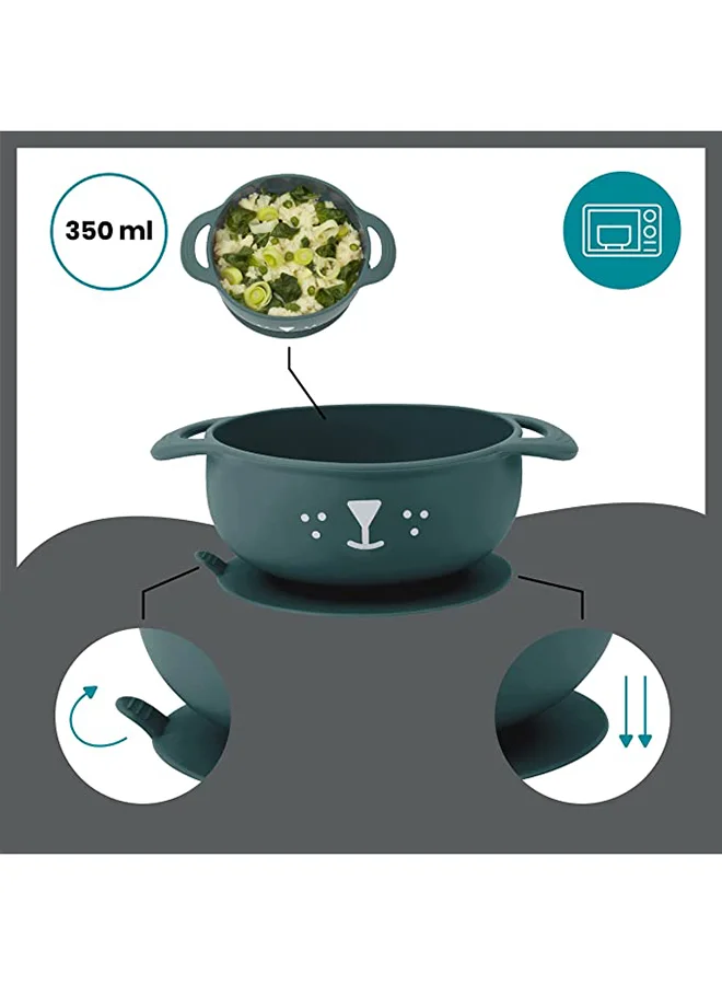 babymoov 2 - Pieces Silicone Bowl And Spoon Weaning Set In Blue, Soft Silicone Material, Non - Slip Base, Ergonomic Spoon Design , Microwave And Dishwasher Safe , Lightweight And Portable