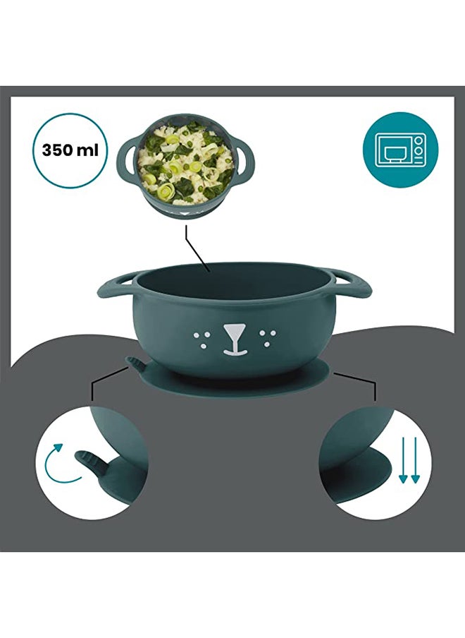 babymoov - 2 - Pieces Silicone Bowl And Spoon Weaning Set In Blue, Soft Silicone Material, Non - Slip Base, Ergonomic Spoon Design , Microwave And Dishwasher Safe , Lightweight And Portable - Image 1