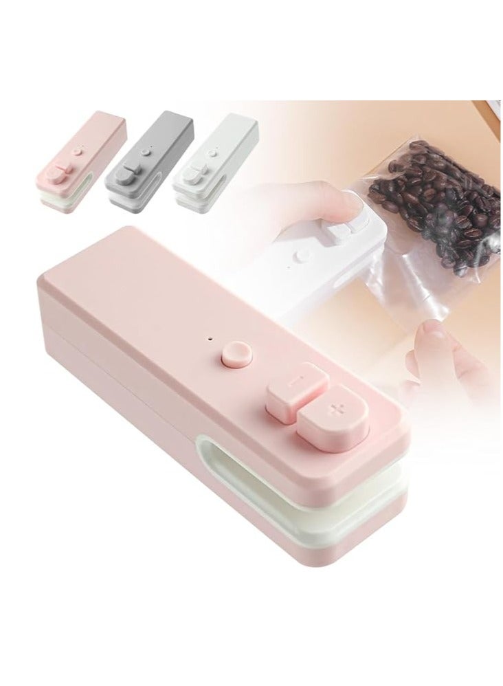 Arabest Mini Bag Sealer, 2025 Upgrade 2 in 1 Heat Sealer with Cutter USB Rechargeable Mini Sealing Machine Heat Seal Tool, Portable Vacuum Food Sealer Bag Sealing Machine for Plastic Bags Snack Bags (Pink) - Image 1