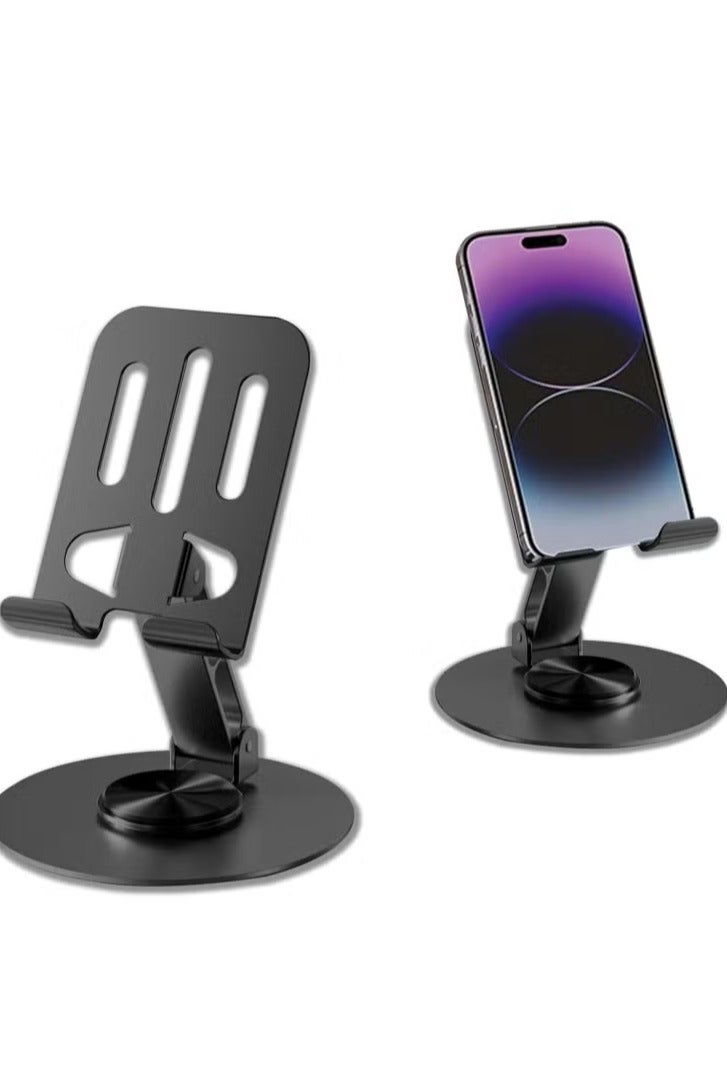 GERLAX Foldable Mobile Stand 360° Rotatable Phone Holder Compatible with 4-13 inch Phone or Tablet (Black) - Image 1